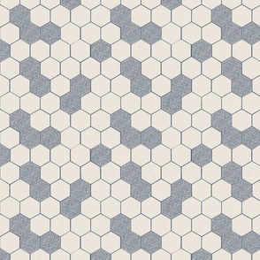 Geometric Honeycomb // Medium Scale // Powder Blue and Beige Textured Monochromatic Beehive