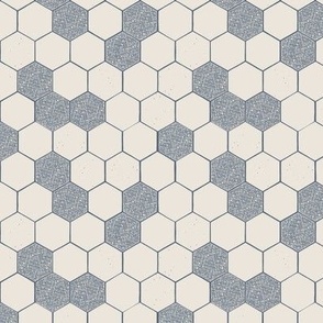 Geometric Honeycomb // Small Scale // Powder Blue and Beige Textured Monochromatic Beehive