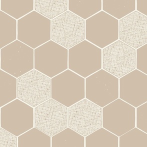 Warm Beige Honeycomb // Large Scale // Minimalist Neutral Geometric with Soft Visual Texture