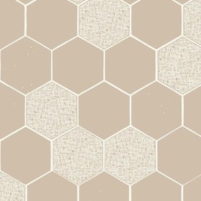 Warm Beige Honeycomb // Medium Scale // Minimalist Neutral Geometric with Soft Visual Texture