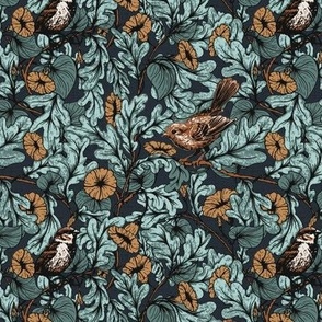 Providence Oak // Small Scale // Navy Color-way // Arts and Crafts Movement Inspired Naturalist Botanical Print