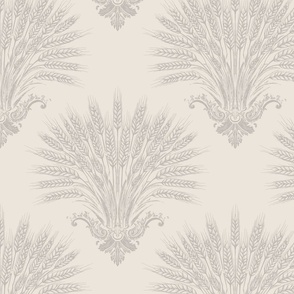 The Harvest // Medium Scale // Beige French Country Cottage Wheat Damask