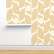 Mid-century modern leaves - white on linen texture - wallpaper and home decor