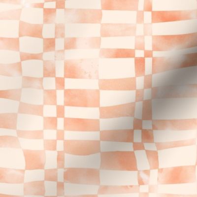 Eilyn Tile Watercolor Checkerboard Peach Fuzz Ivory