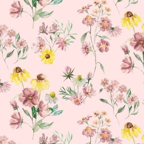 Wildflowers-Pink Background
