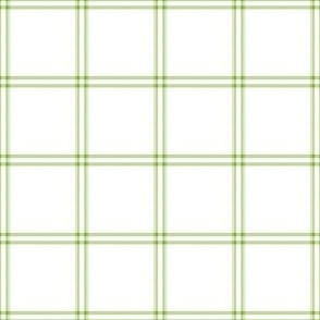 Grid Windowpane Apple Green on White Check