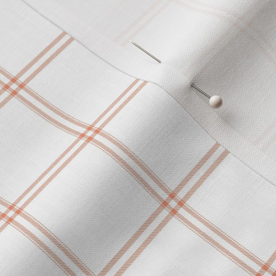 Grid Windowpane Tangerine on White Check