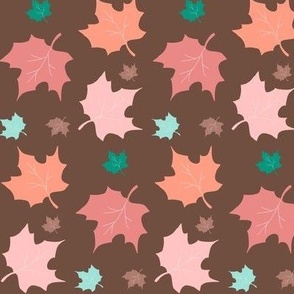 Colors of Maple / falling leaves on brown  