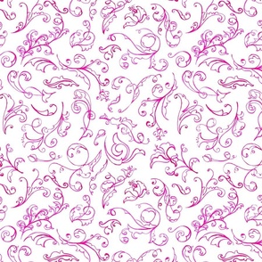  Hand Painted Watercolor Flourishes - Large Hot Pink 