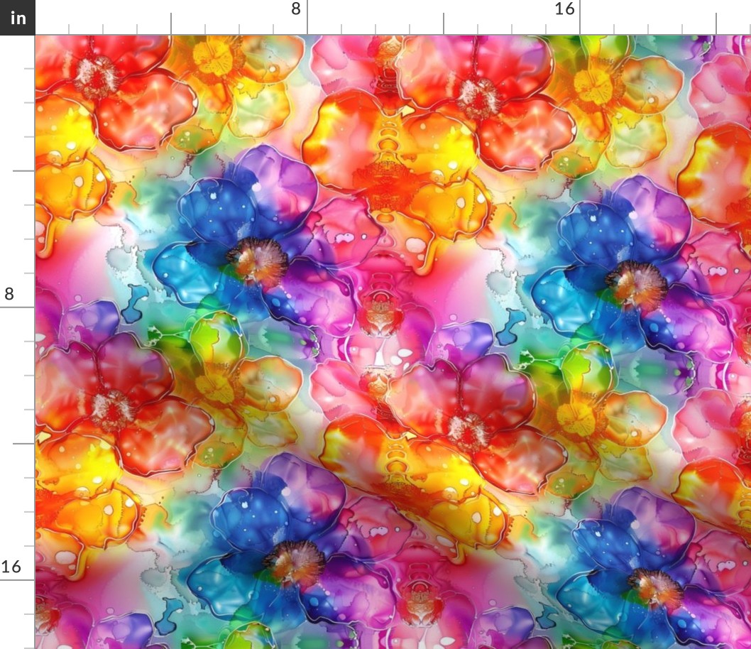 Small Alcohol Ink Rainbow Flowers 
