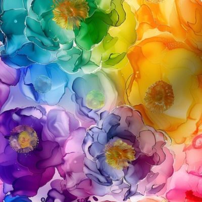 Small Alcohol Ink Rainbow Flowers
