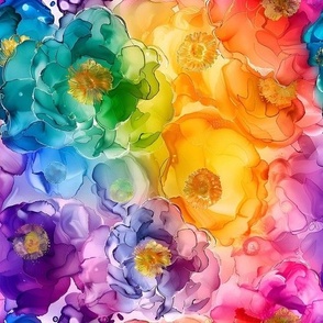 Small Alcohol Ink Rainbow Flowers