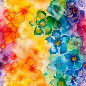 Small Alcohol Ink Rainbow Flowers