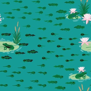 Large - Tadpoles Turning into Green Frogs in an Aqua Pond