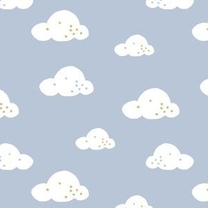 Clouds and stars on blue