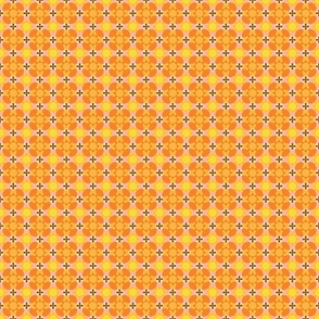Geometric Retro Flowers  - Micro - Orange + Pink + Brown