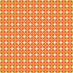 Geometric Retro Flowers  - Micro - Orange + Pink + Green