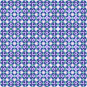 Geometric Retro Flowers - Micro - Blue + Purple