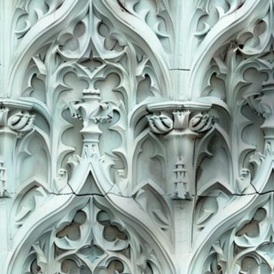 Azure Tinted Gothic Stone Tracery Pattern