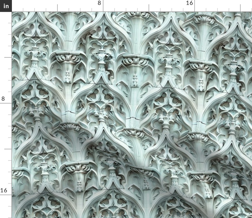 Azure Tinted Gothic Stone Tracery Pattern
