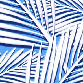 Palms in Navy and White Chevron, large