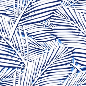 Palms in White and Bold Blue Chevron, thick medium