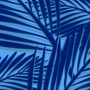 Palms in Navy and Bold Blue Chevron, large