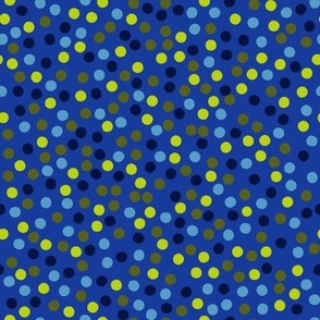 Scattered Blue and Yellow Polka Dots - Oversized