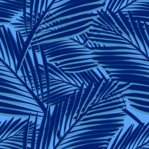 Palms in Navy and Bold Blue Chevron, medium