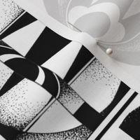 Large Scale // Black and White Contrasting Shapes Abstract Graphic Print 