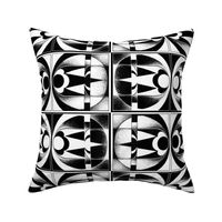 Large Scale // Black and White Contrasting Shapes Abstract Graphic Print 