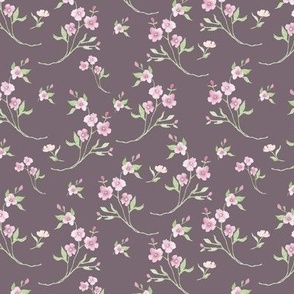 Dainty Cottage Blossoms in dark mauve