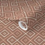 Aztec Diamond ZigZag Stripes in Warm Earthy Brown with Peach and Cream Boho Minimalism Diagonal Geometric