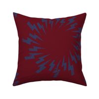 Large Scale Textured Lightning Bolt Circle in Deep Burgundy and Sapphire Blue