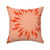 Large Scale Textured Lightning Bolt Circle in Peachy Pink and Red Orange