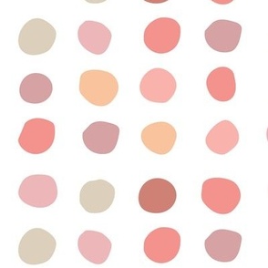 Cute Hand Drawn Dots  in Pinks and Neutrals - 1 inch