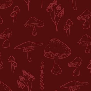 Monochrome Mushrooms red