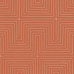 Warm Minimalist Maze - Terracotta