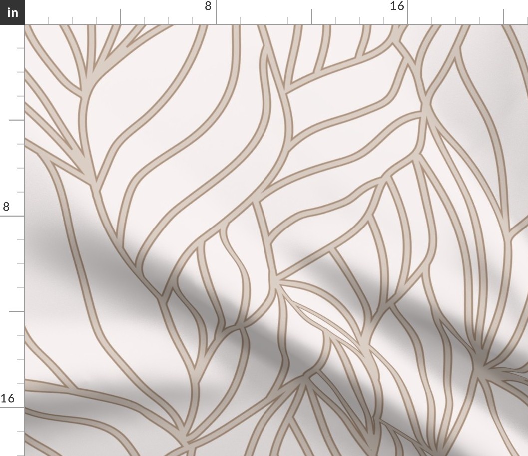 Warm minimalism abstract leaves line art earthy tones