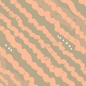 Sea Foam Diagonal Beach Stripe in Peach Fuzz