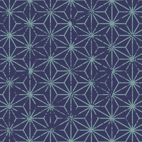 Large Scale Textured Graphic Stars in Indigo and Aquamarine Blue
