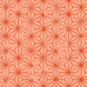 Large Scale Textured Graphic Stars in Peach Pink and Red Orange