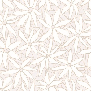 Minimalistic Creamy Coneflowers on grey beige