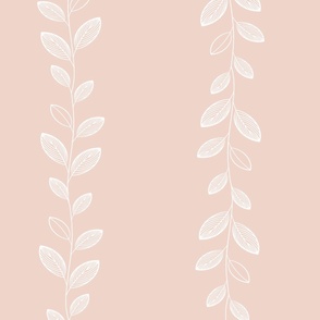 Boho climbing garland in dusty rose pink with white graphic leaves large