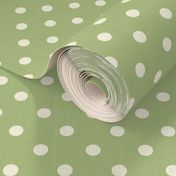 celadon green polka dots