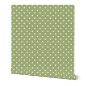 celadon green polka dots