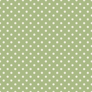 celadon green polka dots