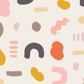 Warming hand painted abstract shapes - playful minimalist