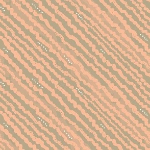 Sea Foam Diagonal Beach Stripe in Peach Fuzz, Small Scale
