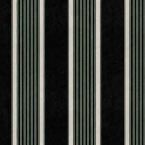 Antique stripes in black olive green cream 